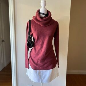 Vintage Y2K Cashmere Cowl Neck Turtleneck Knit Sweater Top Max Studio Pink Red S